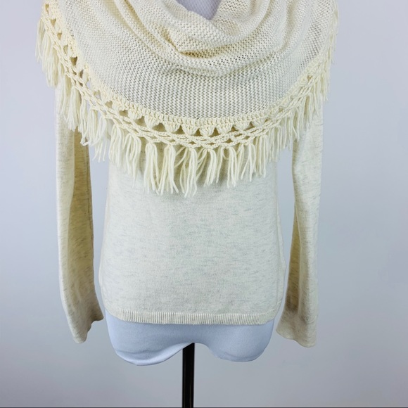 Angel of The North Fringed Cowl Neck Sweater Sz S - Picture 4 of 8